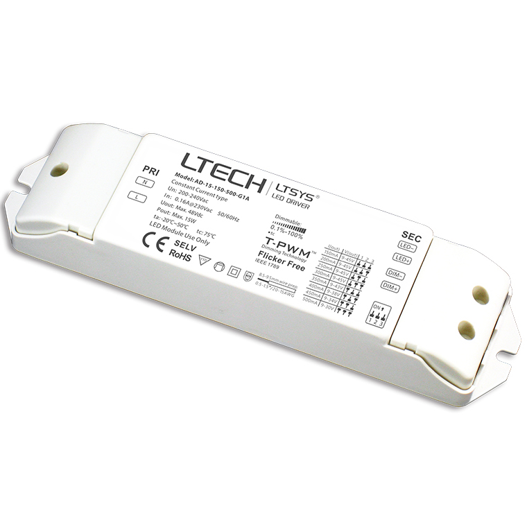 LED Intelligent Driver, 15W 150-500mA(200-240Vac) AD-15-150-500-G1A